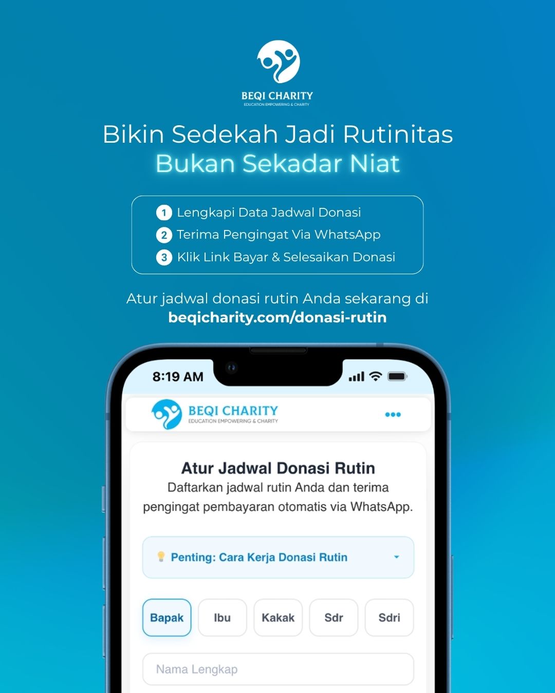 Donasi Rutin BEQI Charity